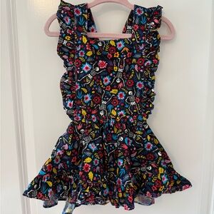 2T Numi kids skeleton floral pinafore dress
